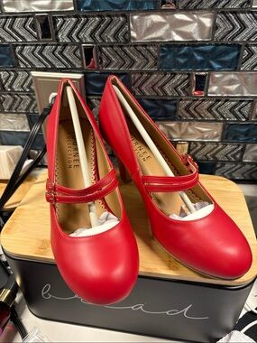 Journee Collection Red Mary Jane Heels with Double Strap